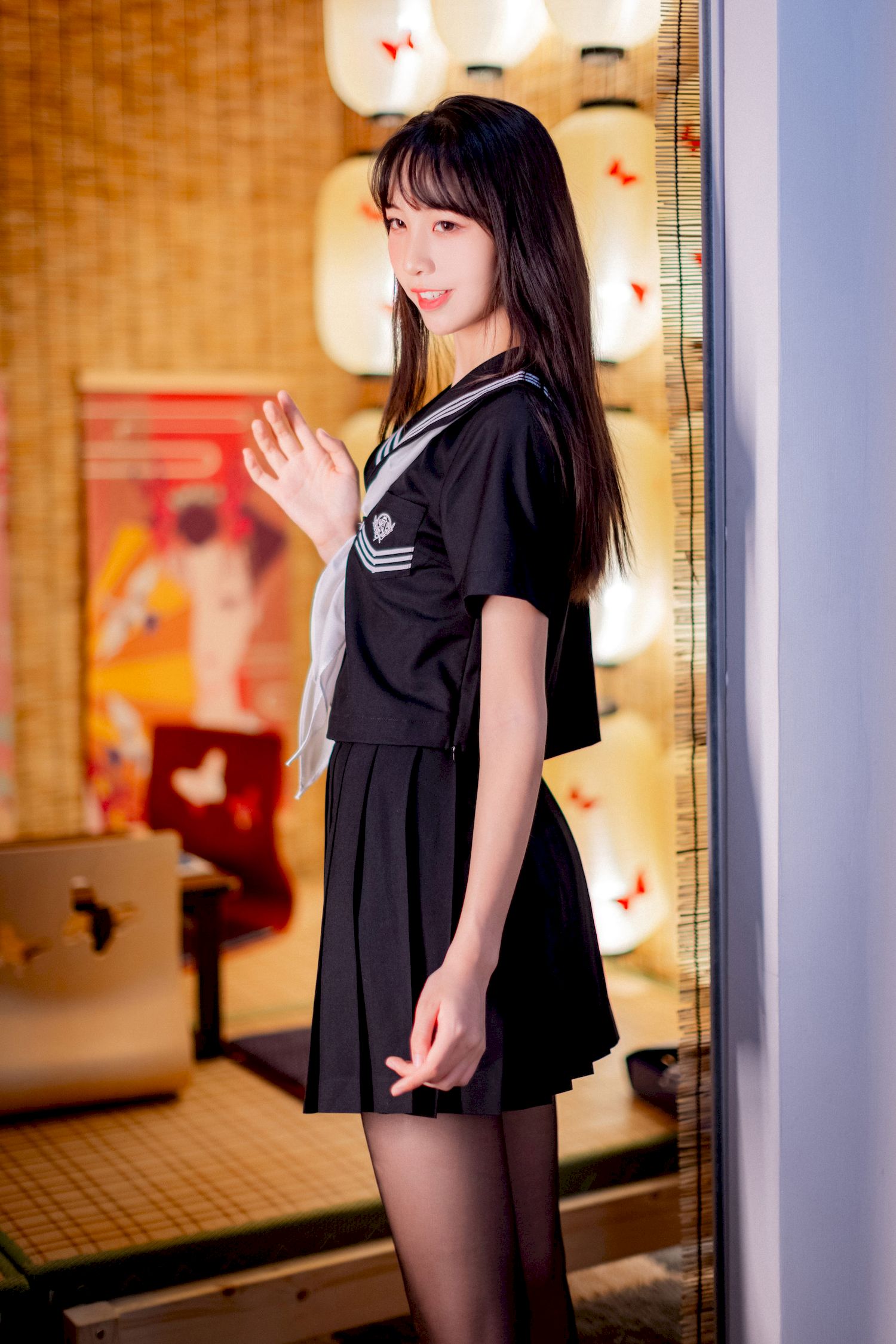 西呱呀呀呀JK制服搭配黑丝日系风格写真